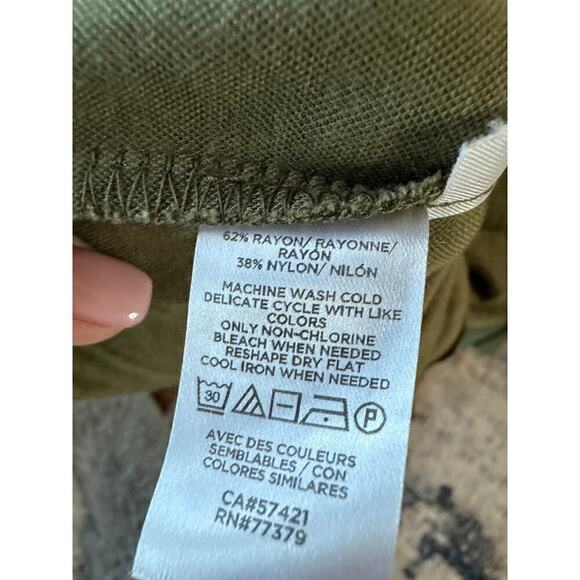 Olive Green Midi Shirt Dress with Belt Roll Tab Sleeve Career Casual - Picture 8 of 10